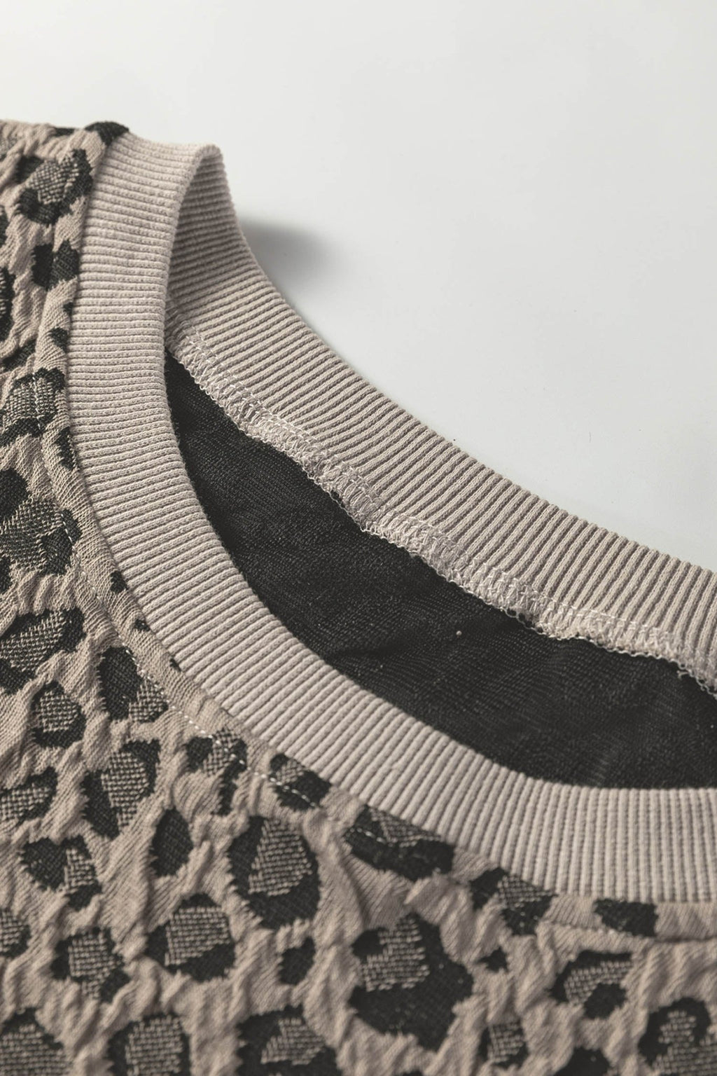 Leopard Textured Crewneck Short Sleeve Top - Rooted & Reckless Co.