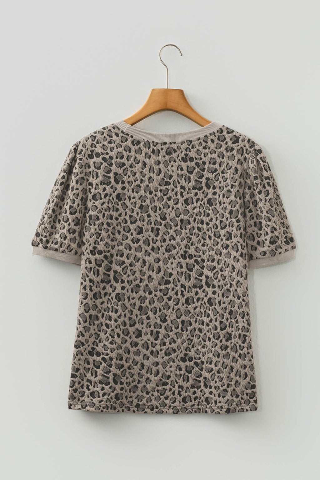 Leopard Textured Crewneck Short Sleeve Top - Rooted & Reckless Co.