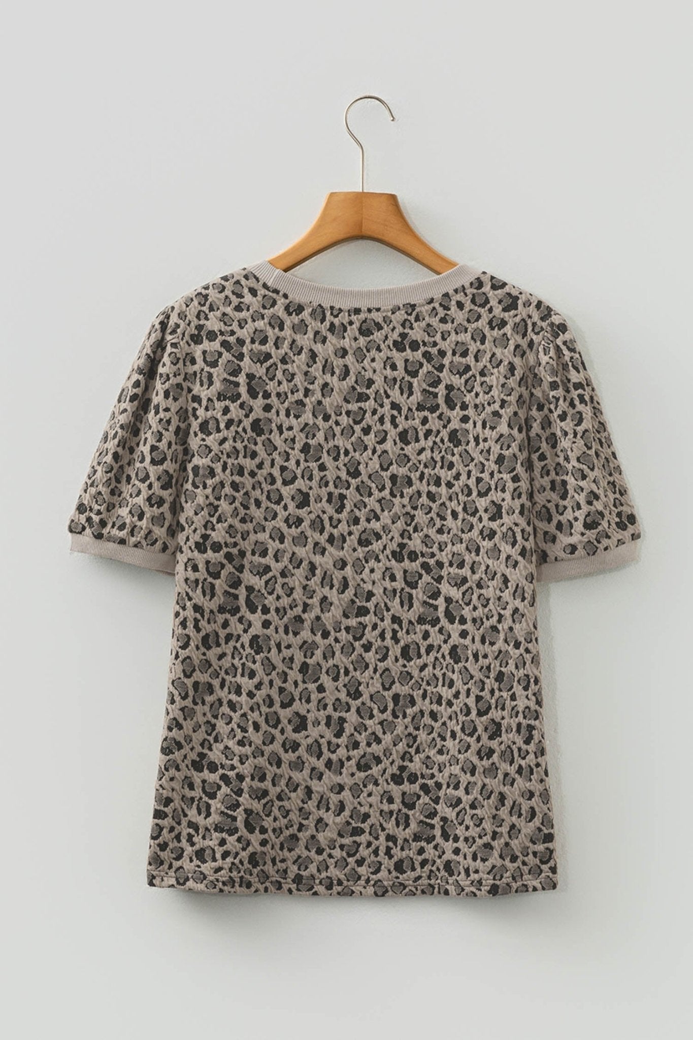 Leopard Textured Crewneck Short Sleeve Top - Rooted & Reckless Co.