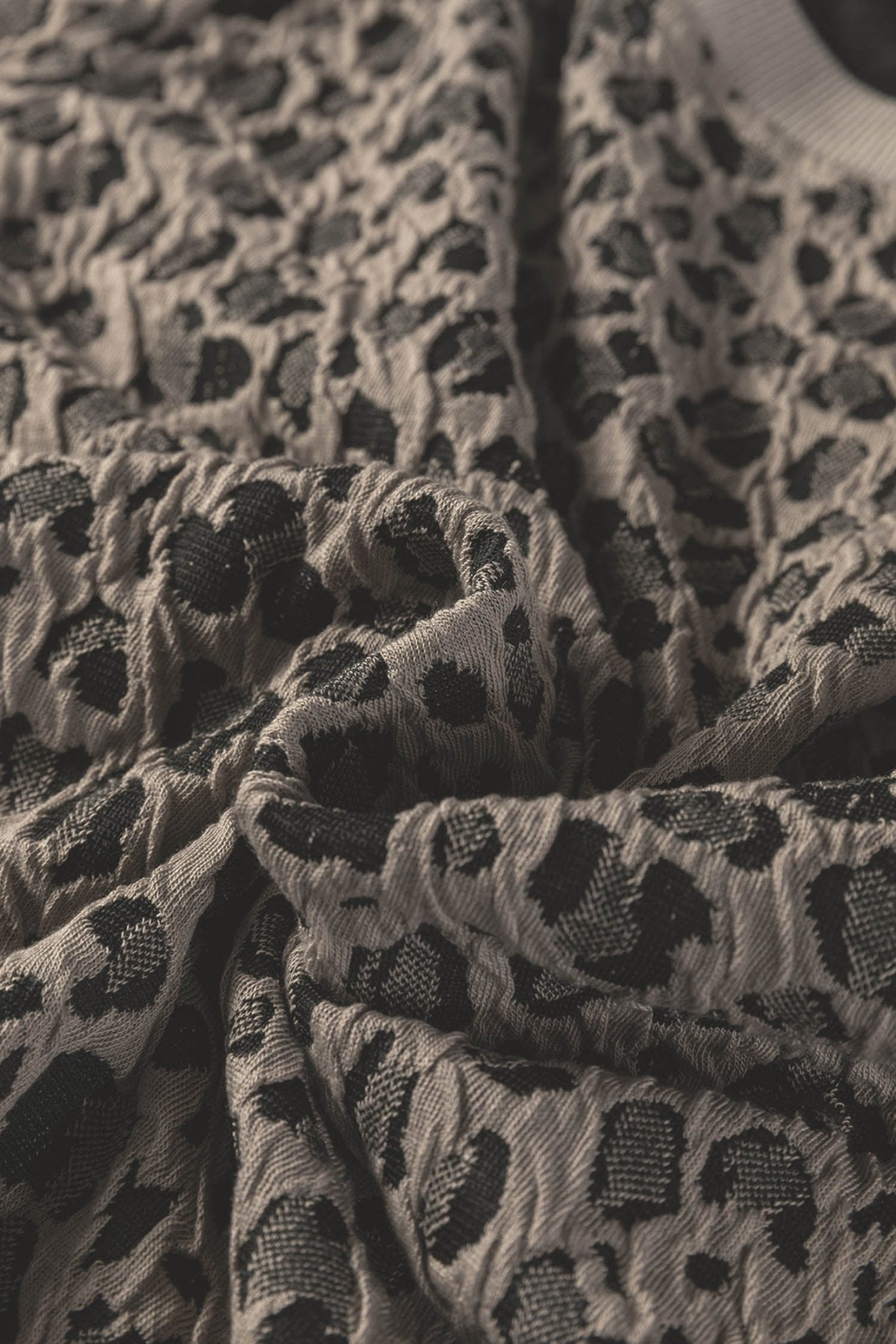 Leopard Textured Crewneck Short Sleeve Top - Rooted & Reckless Co.