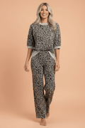 Leopard Textured Short Sleeve Jumper and Pants Set - Rooted & Reckless Co.