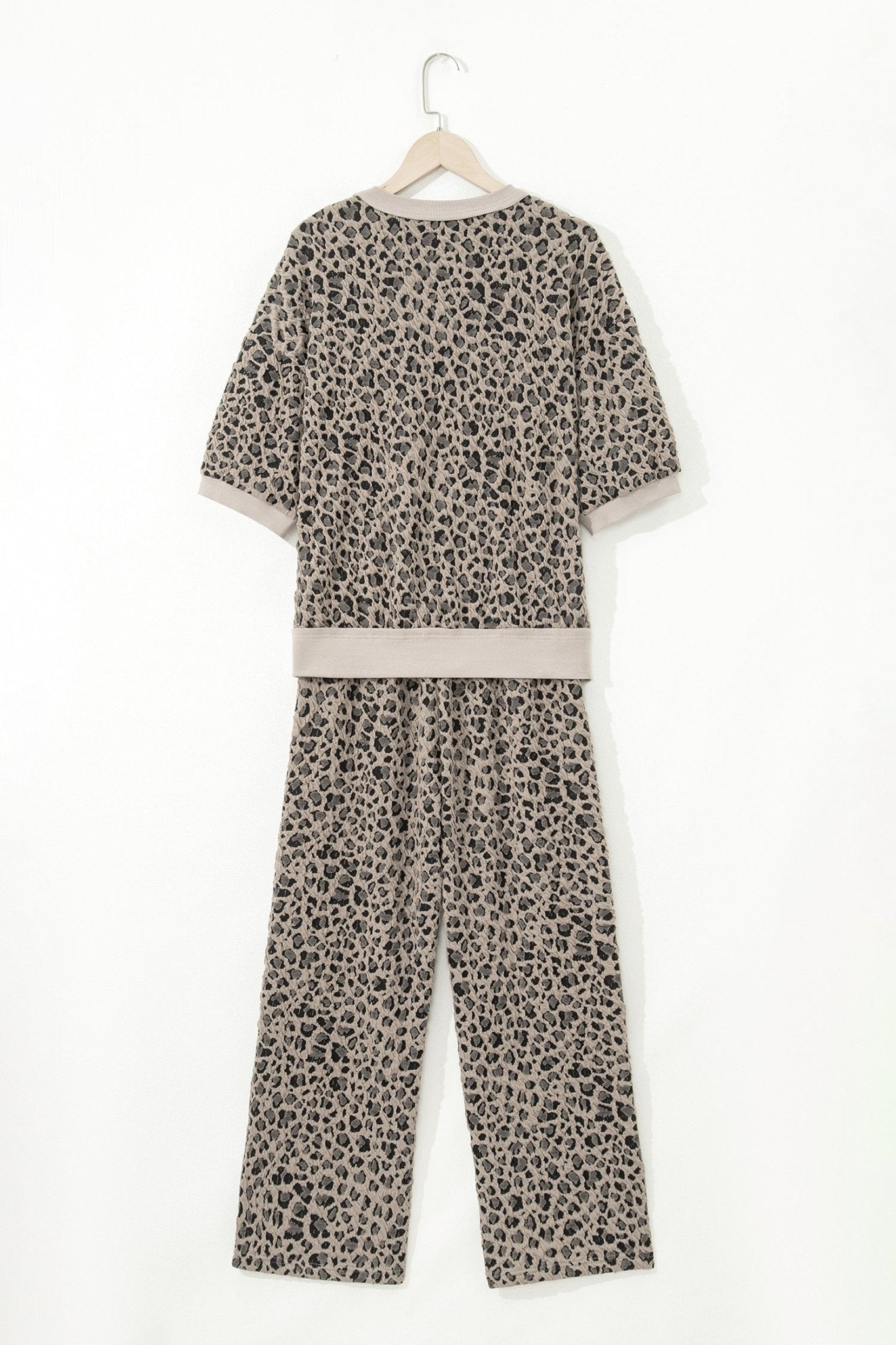 Leopard Textured Short Sleeve Jumper and Pants Set - Rooted & Reckless Co.