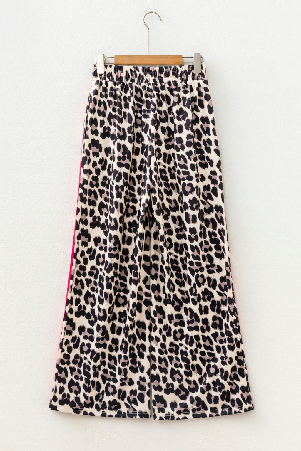 Leopard Tie Waist Contrast Detail Casual Pants - Rooted & Reckless Co.