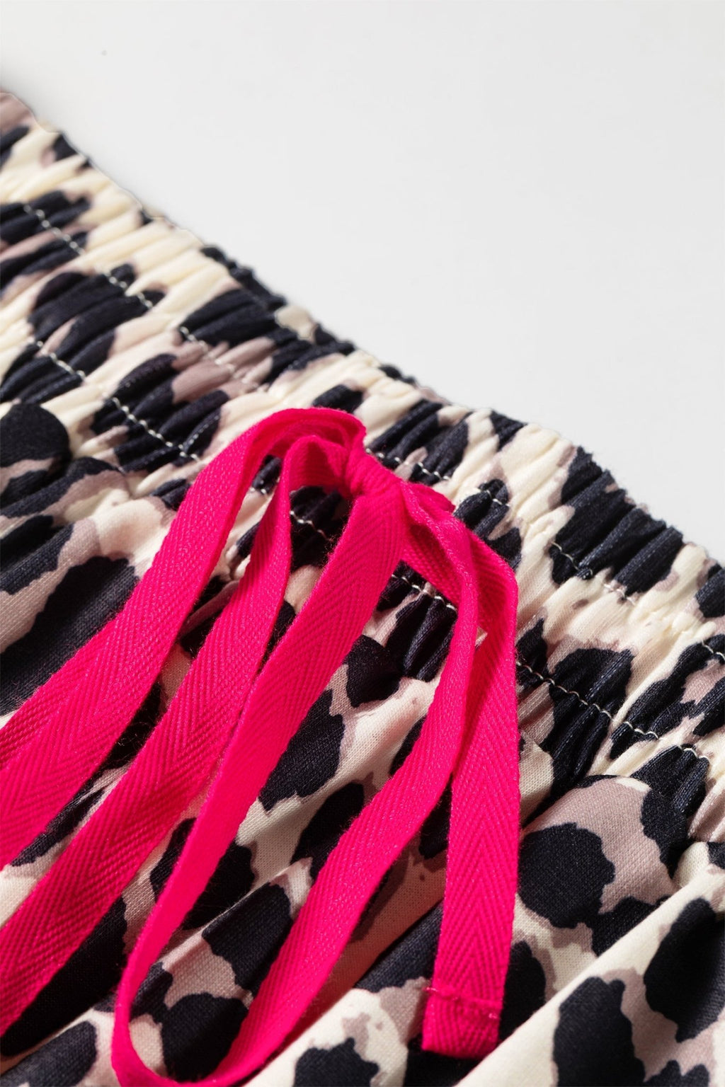 Leopard Tie Waist Contrast Detail Casual Pants - Rooted & Reckless Co.