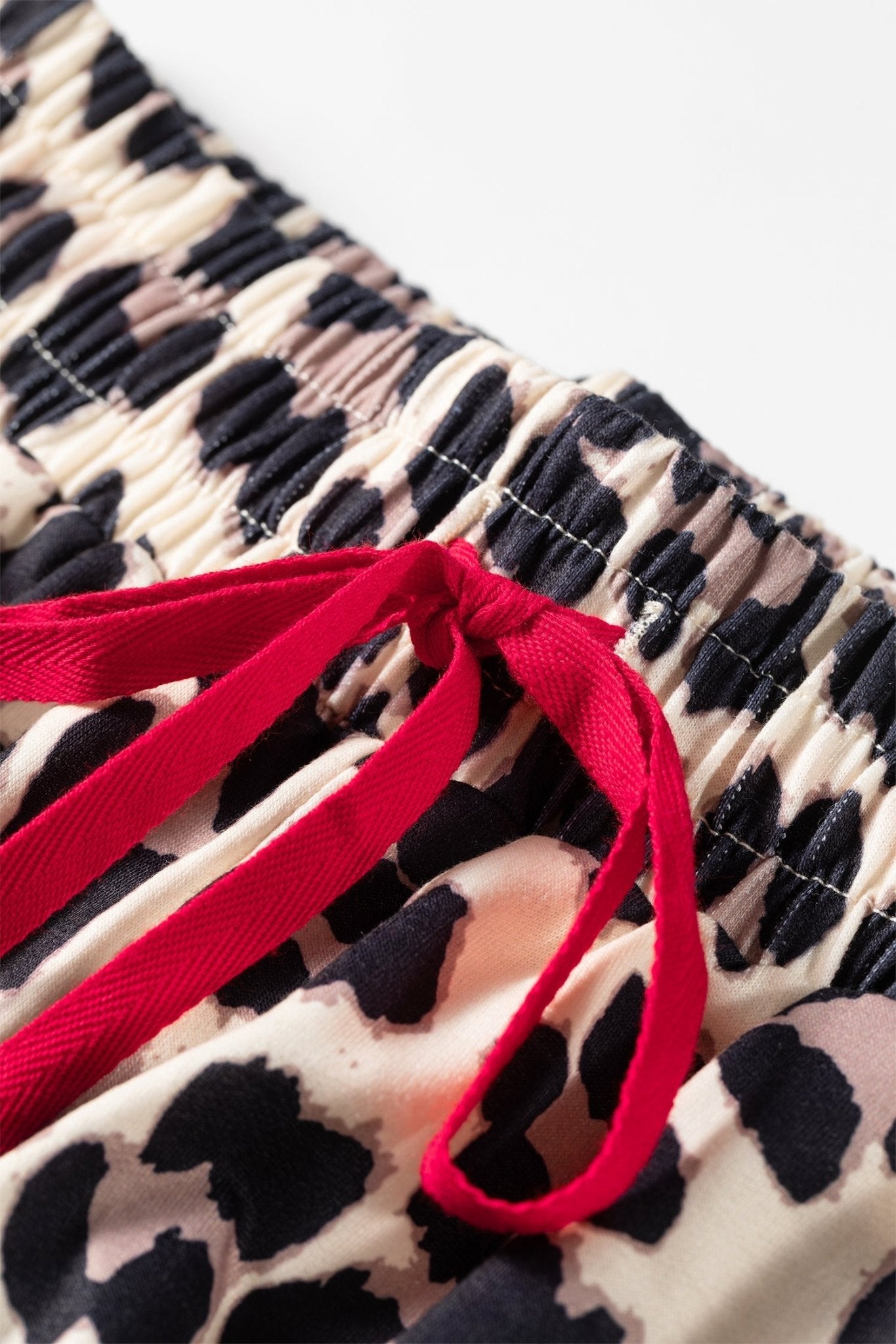 Leopard Tie Waist Contrast Detail Casual Pants - Rooted & Reckless Co.