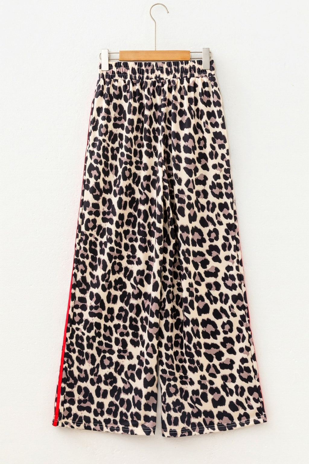 Leopard Tie Waist Contrast Detail Casual Pants - Rooted & Reckless Co.