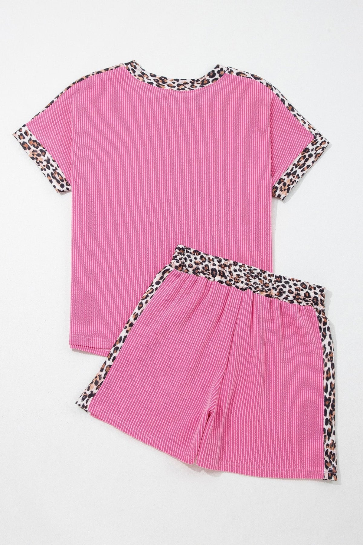 Leopard Trim Corded Knit Top & Shorts Set - Rooted & Reckless Co.