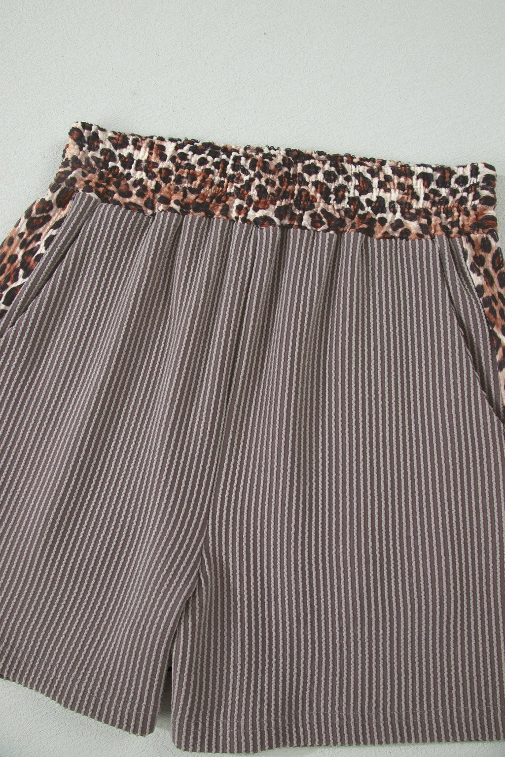Leopard Trim Corded Knit Top & Shorts Set - Rooted & Reckless Co.