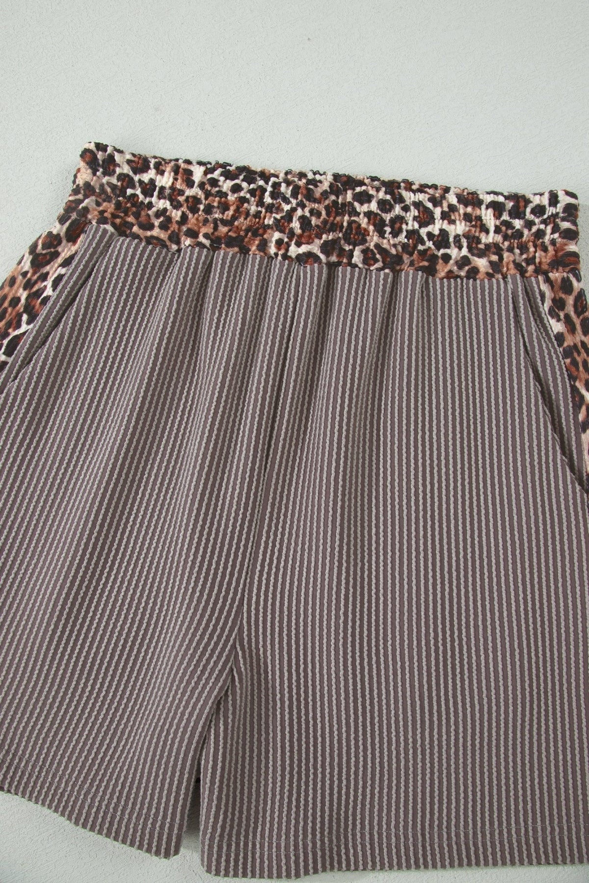 Leopard Trim Corded Knit Top & Shorts Set - Rooted & Reckless Co.