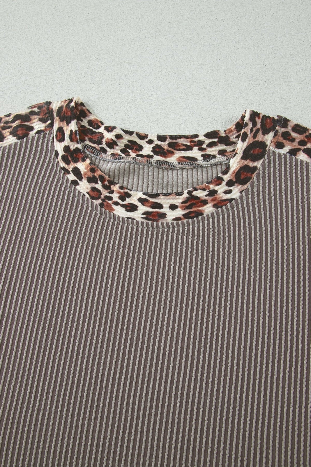 Leopard Trim Corded Knit Top & Shorts Set - Rooted & Reckless Co.