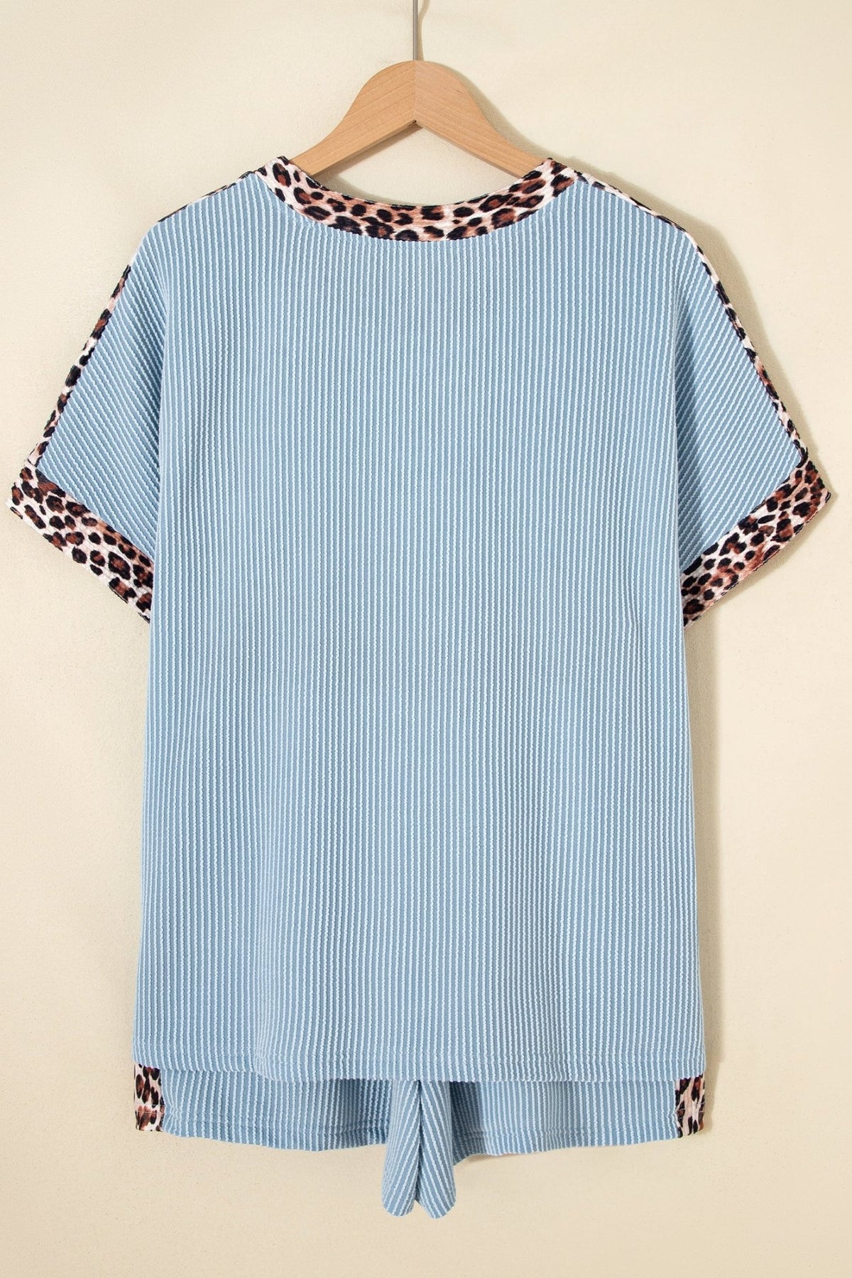 Leopard Trim Corded Knit Top & Shorts Set - Rooted & Reckless Co.