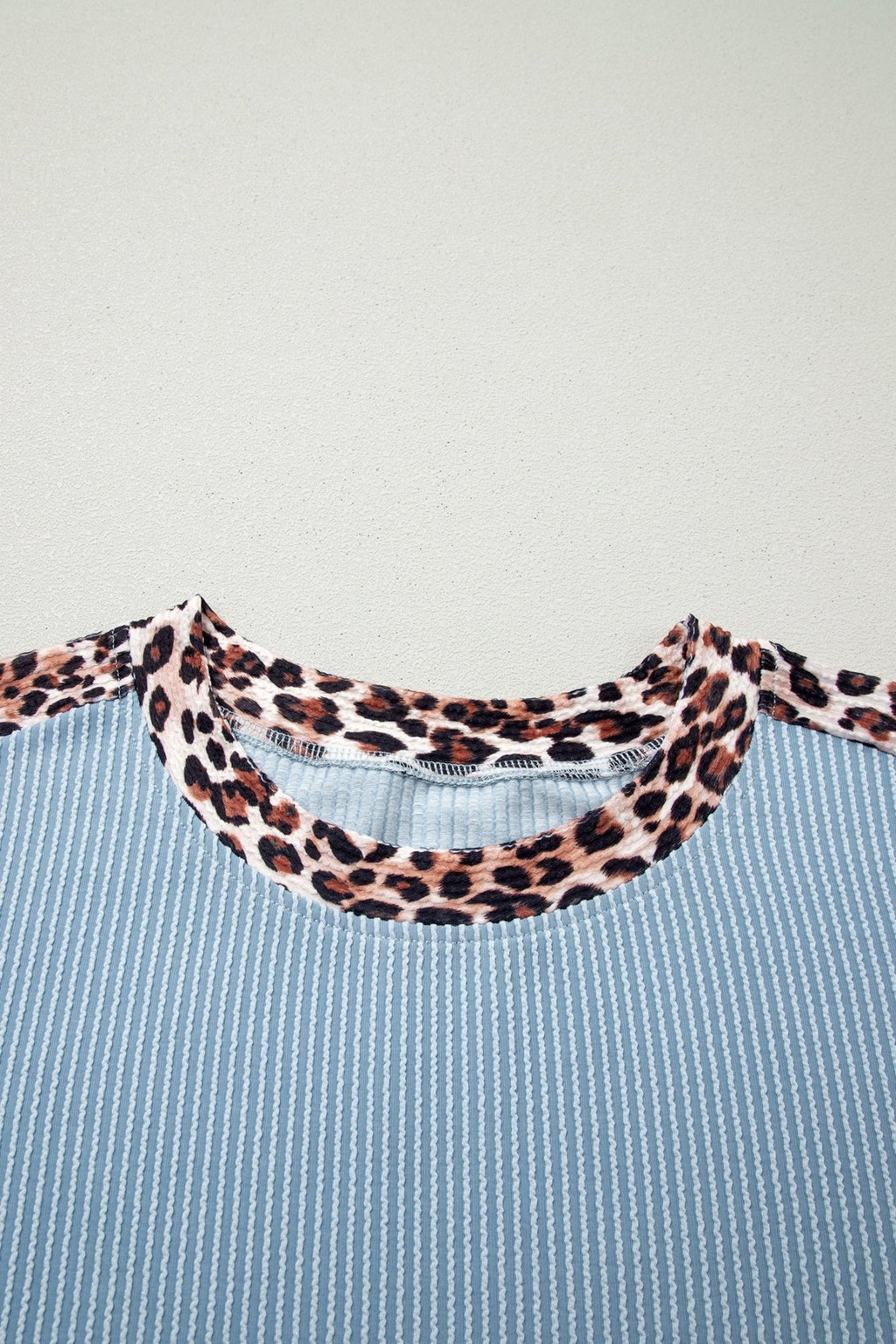 Leopard Trim Corded Knit Top & Shorts Set - Rooted & Reckless Co.