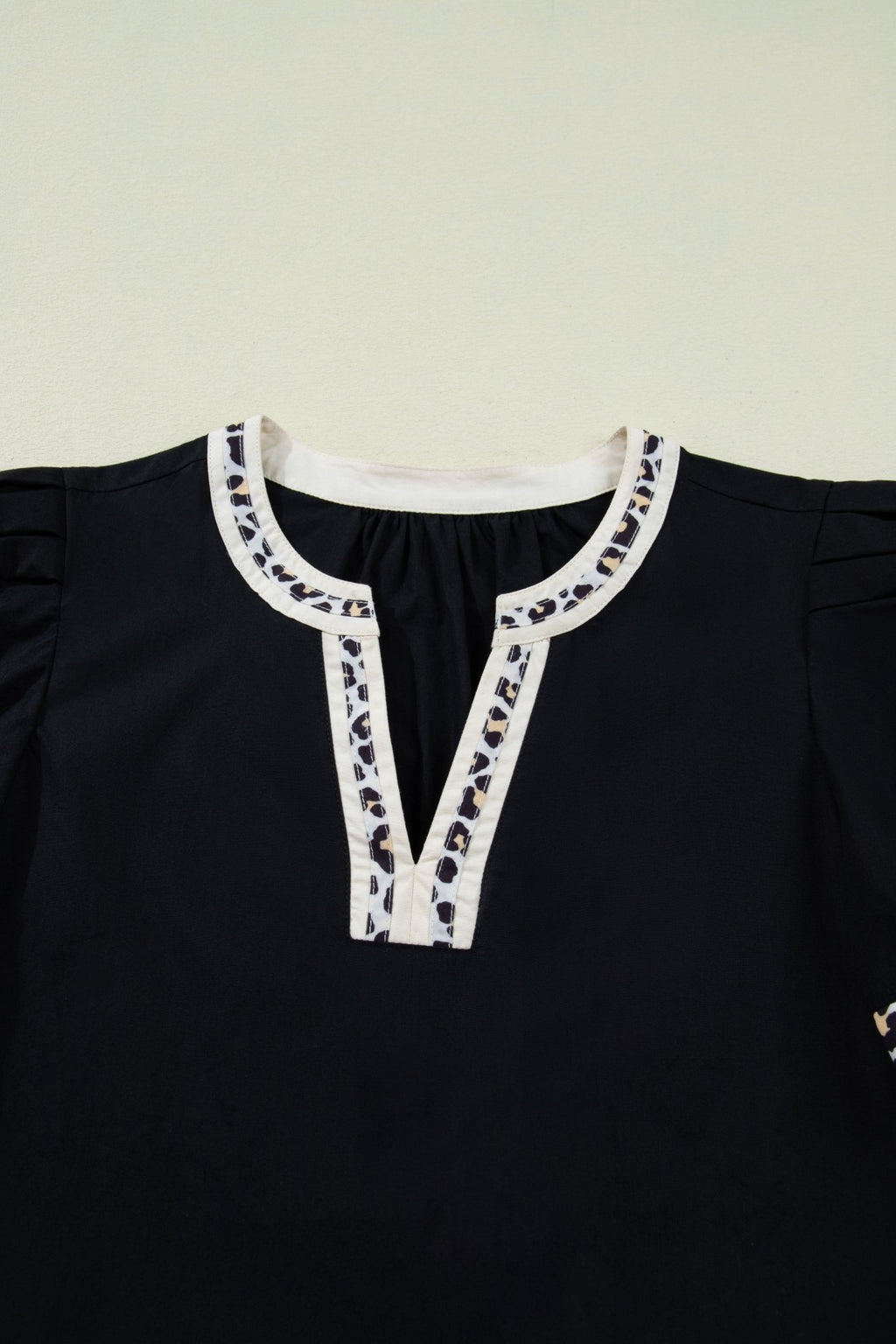 Leopard Trim Short Puff Sleeve Mini Dress - Rooted & Reckless Co.