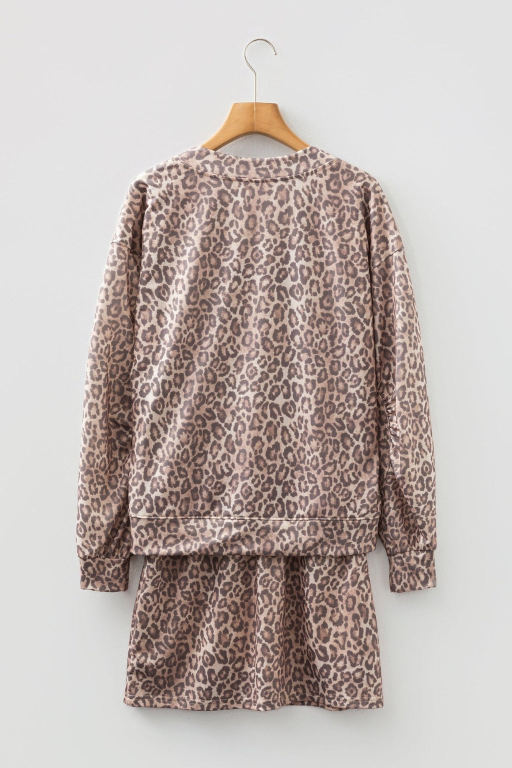 Leopard V-Neck Pullover & Wide-Waistband Skirt Set - Rooted & Reckless Co.