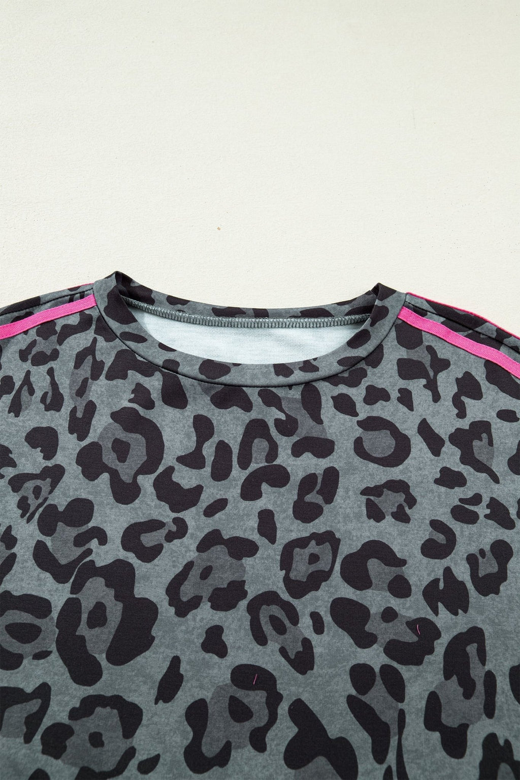 Leopard Varsity Stripe Trim Long Sleeve Top - Rooted & Reckless Co.