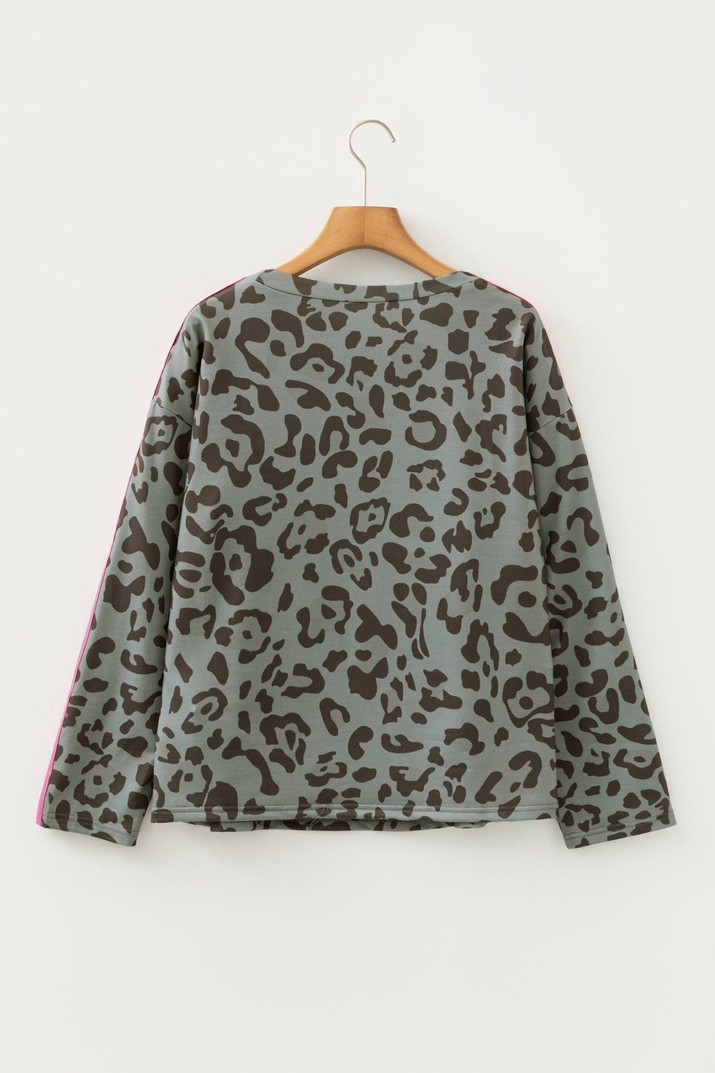 Leopard Varsity Stripe Trim Long Sleeve Top - Rooted & Reckless Co.