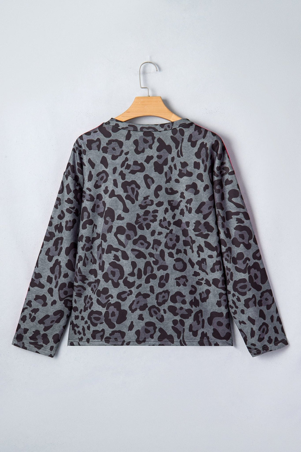 Leopard Varsity Stripe Trim Long Sleeve Top - Rooted & Reckless Co.