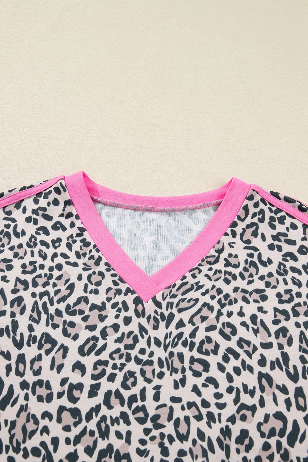 Leopard Varsity Stripe V-Neck Long Sleeve Top - Rooted & Reckless Co.