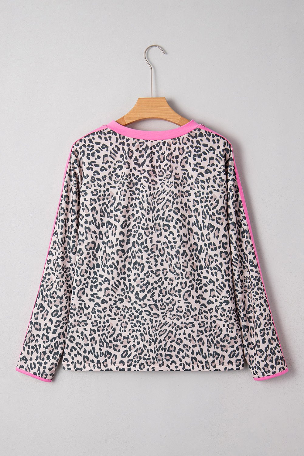 Leopard Varsity Stripe V-Neck Long Sleeve Top - Rooted & Reckless Co.