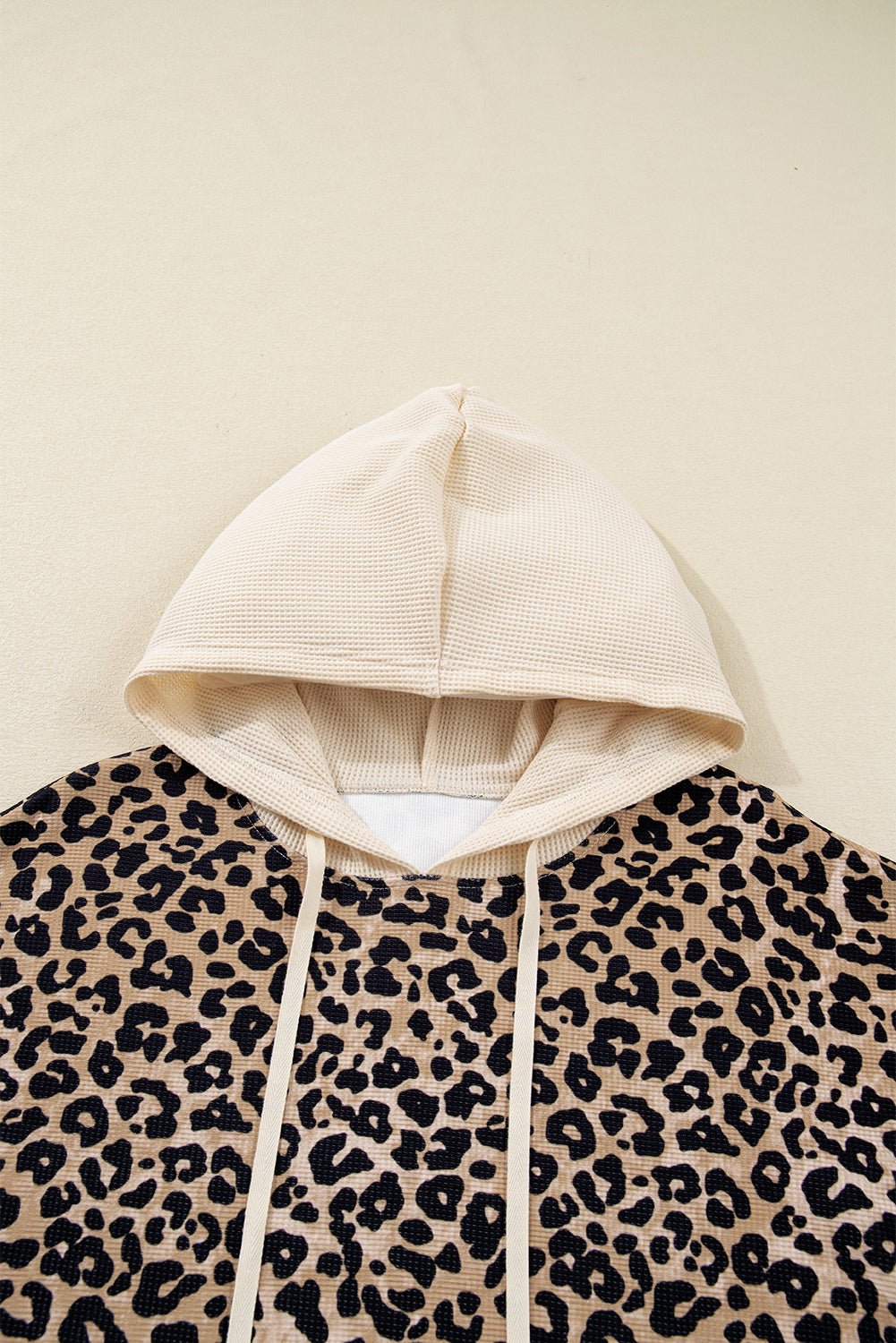 Leopard Waffle Knit Kangaroo Pocket Hooded Sweatshirt - Rooted & Reckless Co.