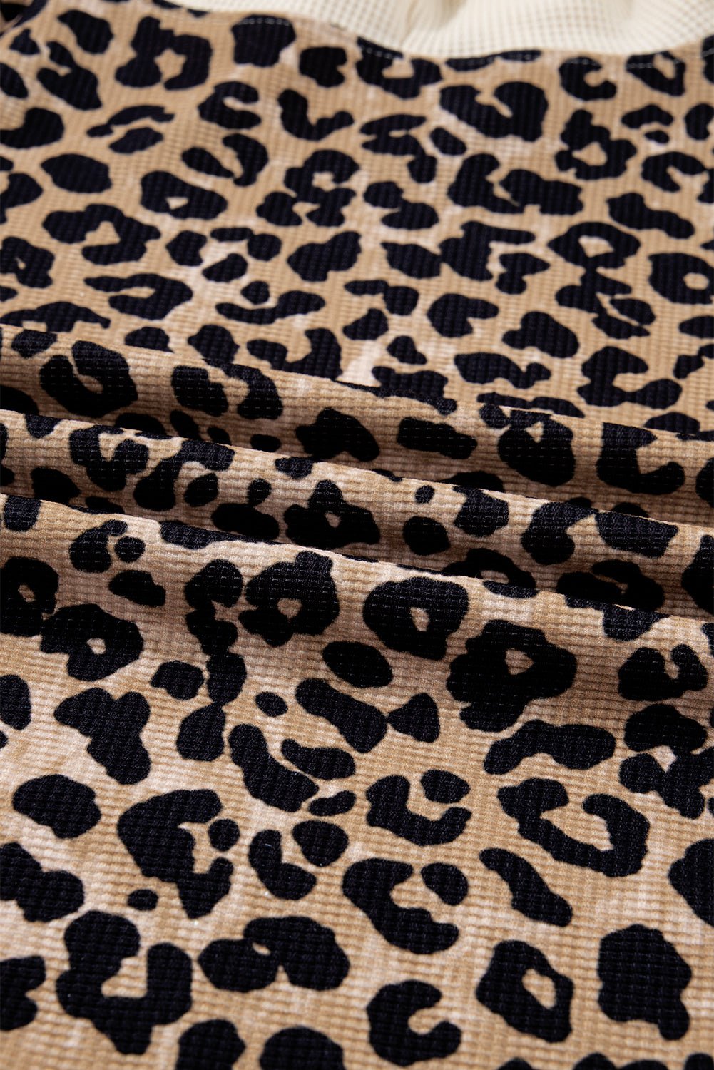 Leopard Waffle Knit Kangaroo Pocket Hooded Sweatshirt - Rooted & Reckless Co.