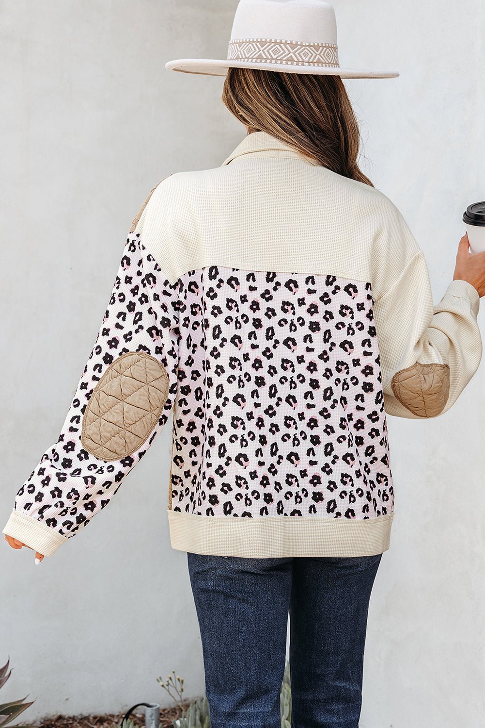 Leopard Waffle Quilted Patchwork Button Front Jacket - Rooted & Reckless Co.