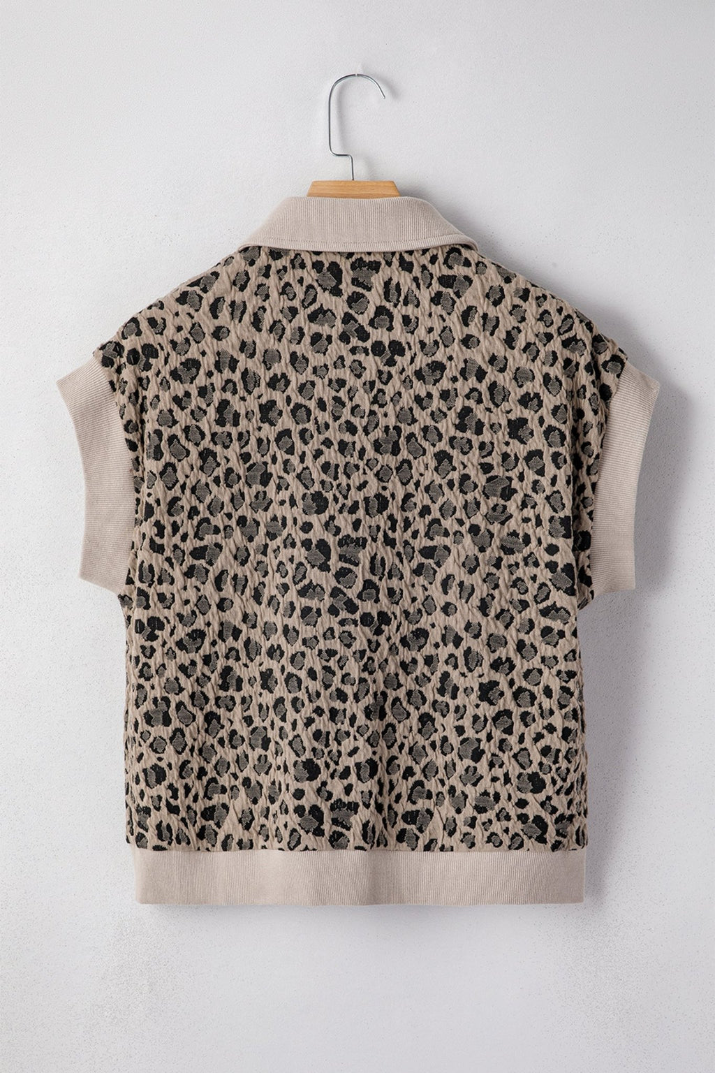 Leopard Zip-Up Collared Cap Sleeve Top - Rooted & Reckless Co.