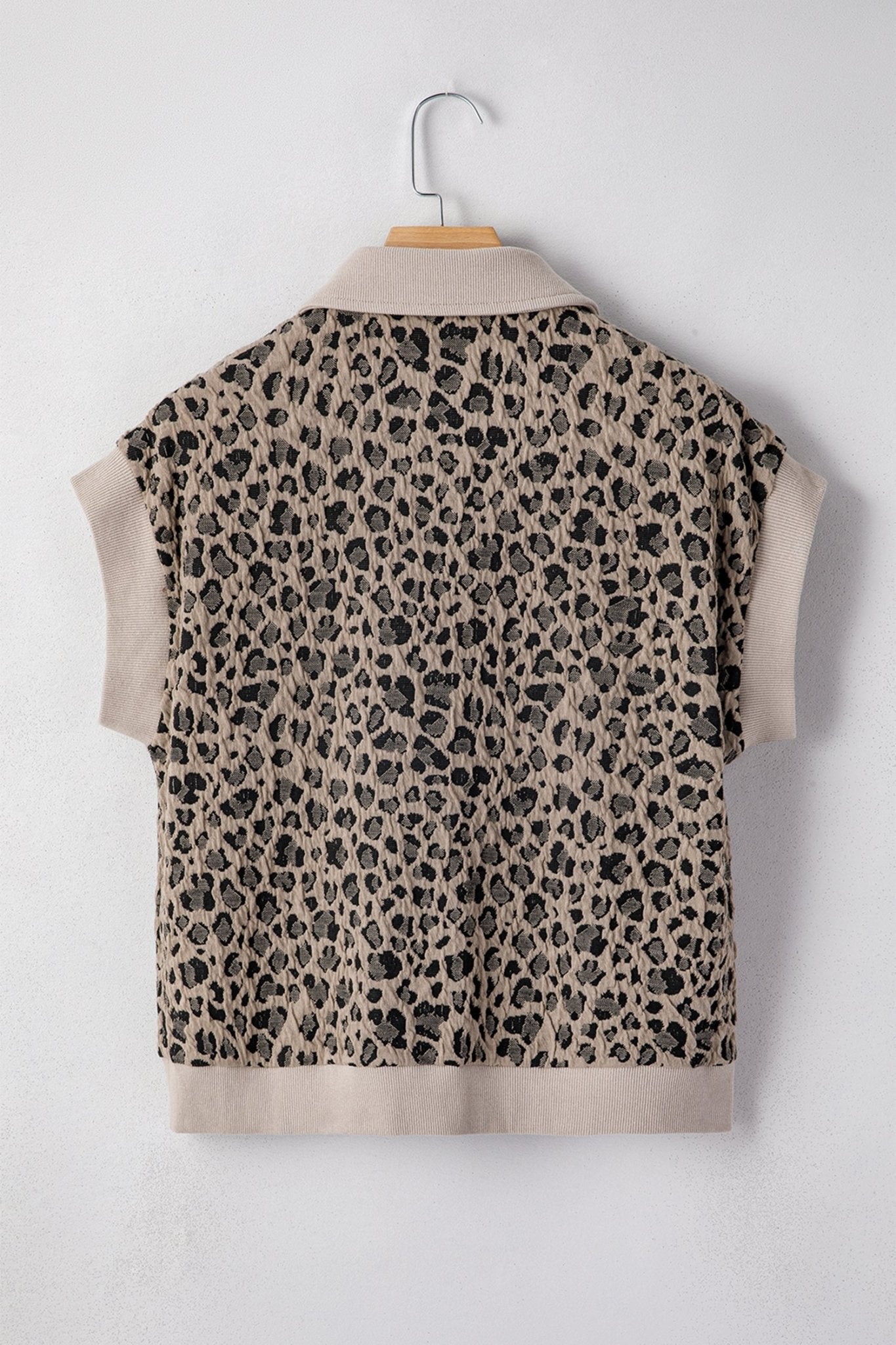 Leopard Zip-Up Collared Cap Sleeve Top - Rooted & Reckless Co.