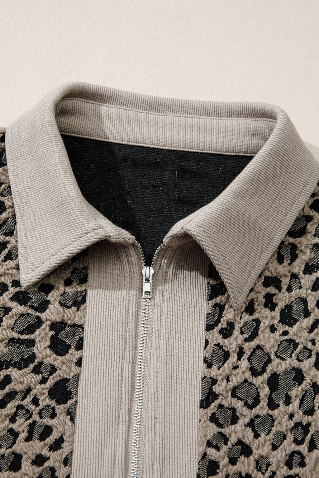 Leopard Zip-Up Collared Cap Sleeve Top - Rooted & Reckless Co.