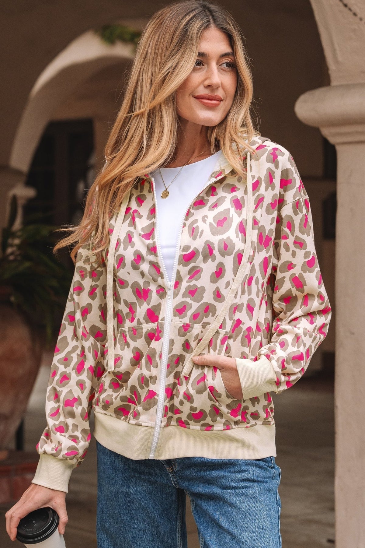 Leopard Zip-Up Hooded Sweatshirt - Rooted & Reckless Co.