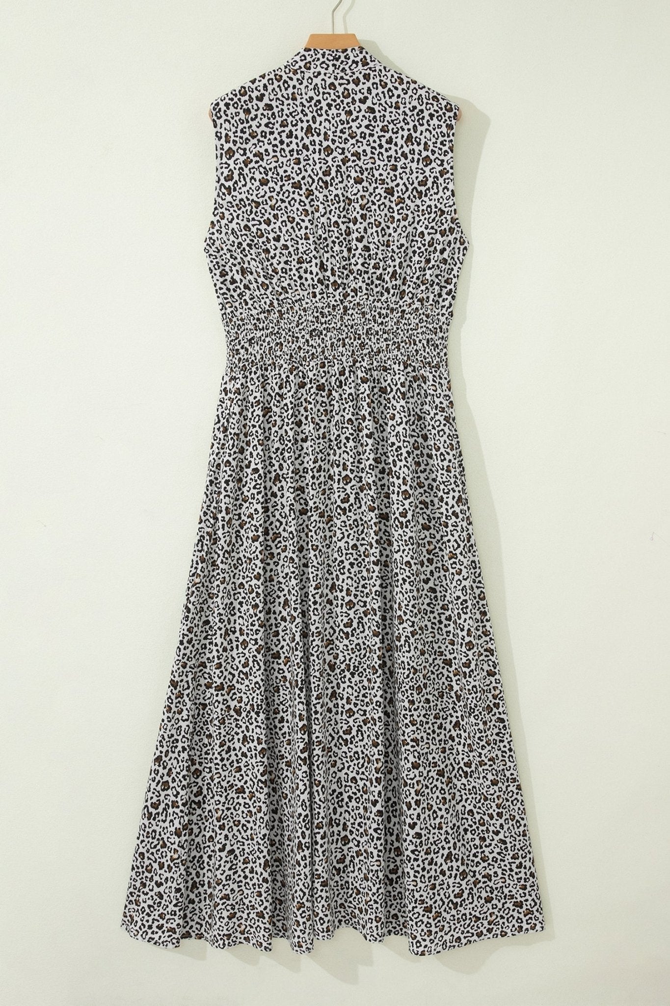 Leopard Zip Up V-Neck Cinched Waist Maxi Dress - Rooted & Reckless Co.