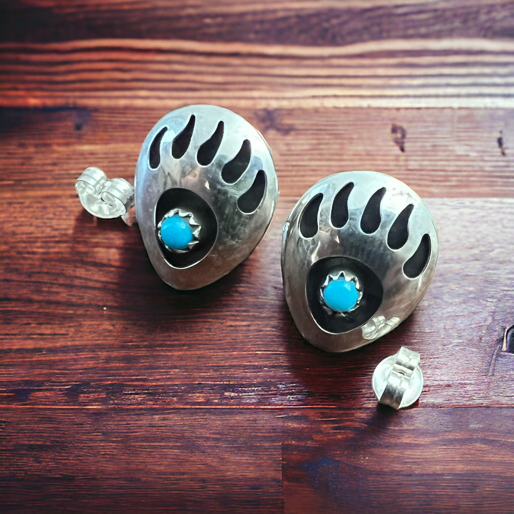 Leroy Parker Navajo Turquoise & Sterling Silver Post Earrings - Rooted & Reckless Co.