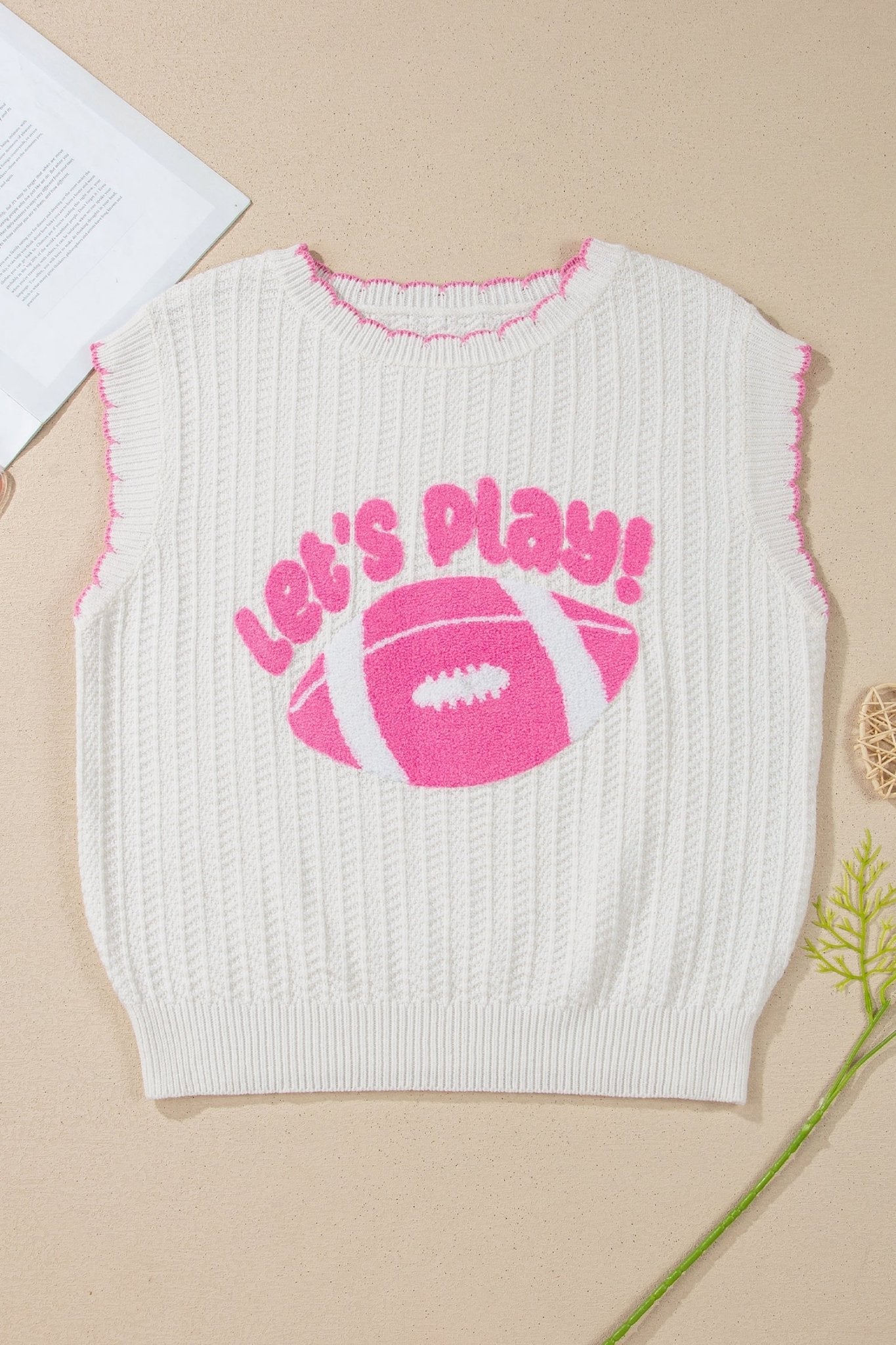 Let's Play Football Textured Knit Sleeveless Sweater - Rooted & Reckless Co.