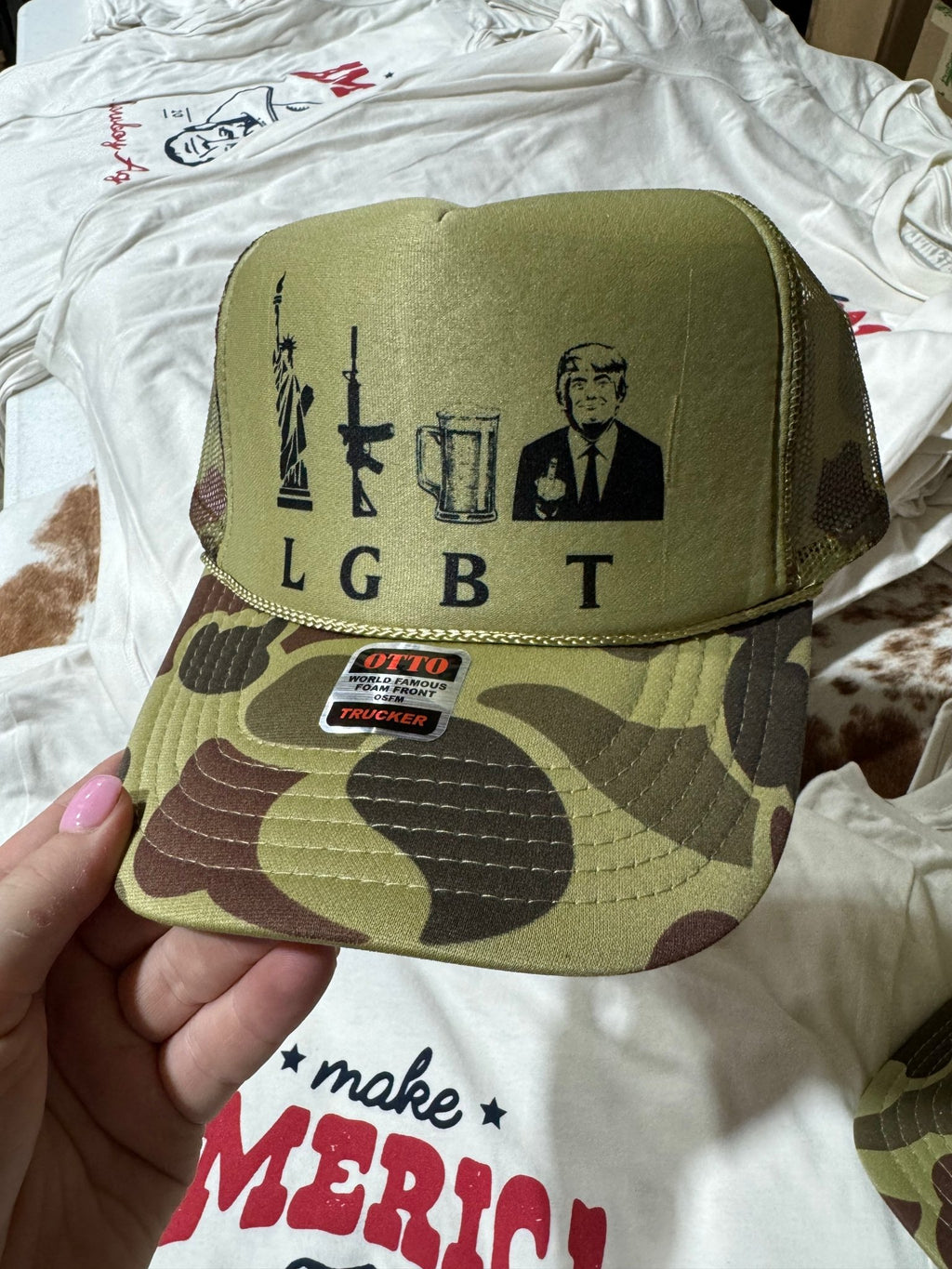 Liberty, Guns, Beer and Trump LGBT Trucker Hat - Rooted & Reckless Co.