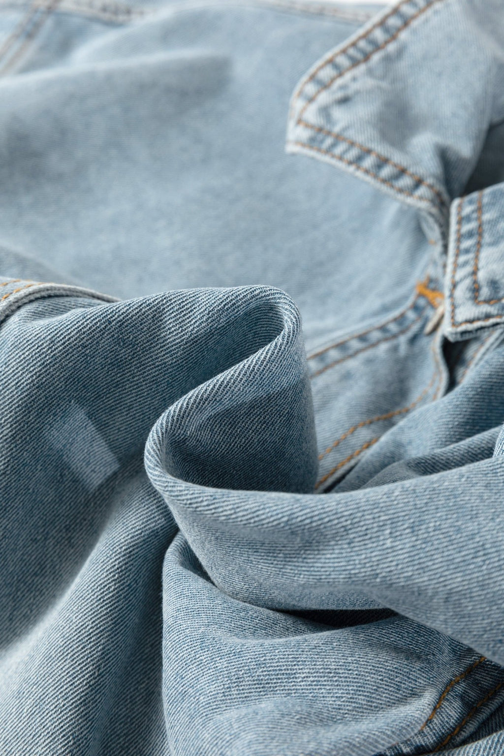 Light Wash Denim Drawstring Hem Buttoned Jacket - Rooted & Reckless Co.
