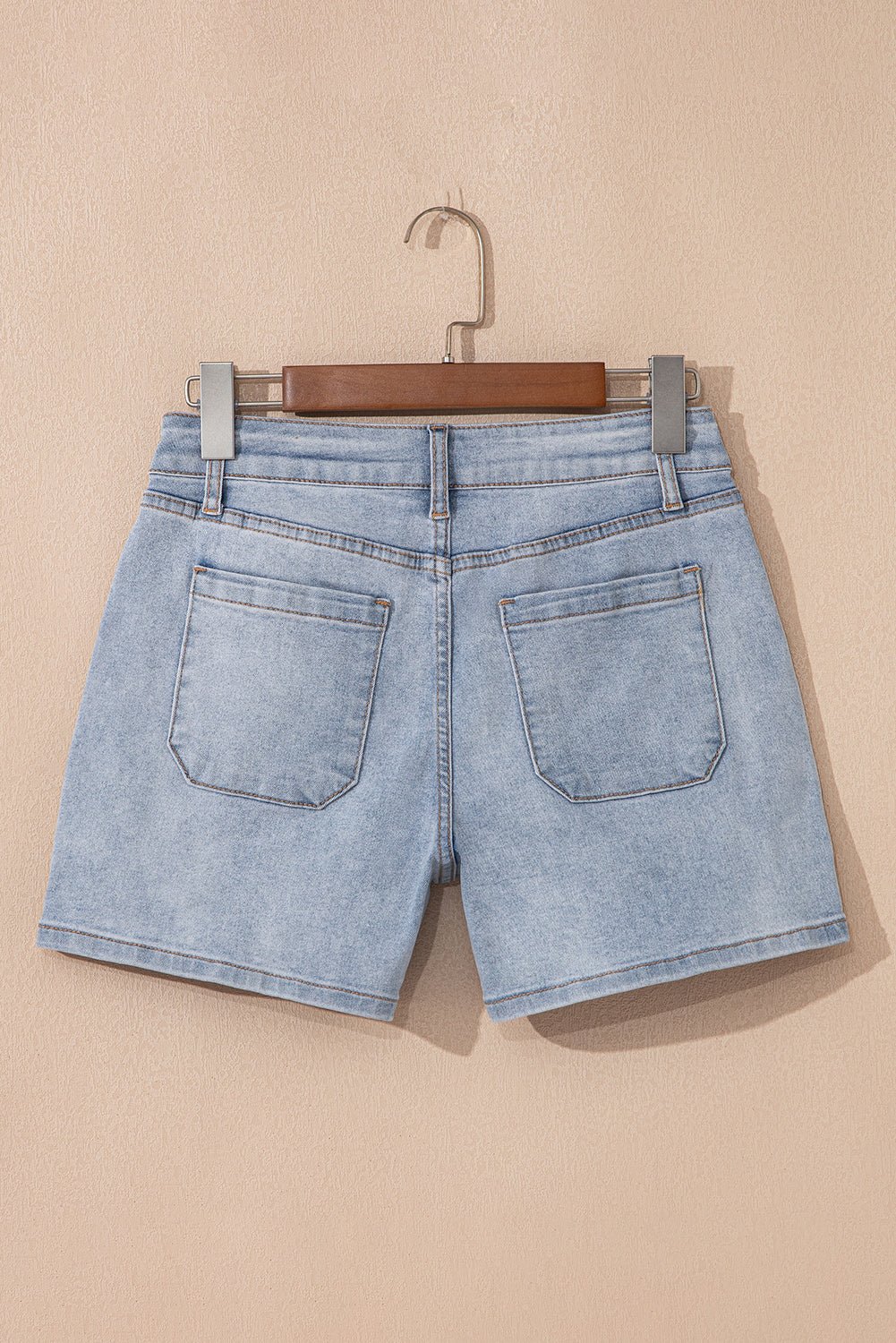 Light Wash Denim High Rise Shorts - Rooted & Reckless Co.