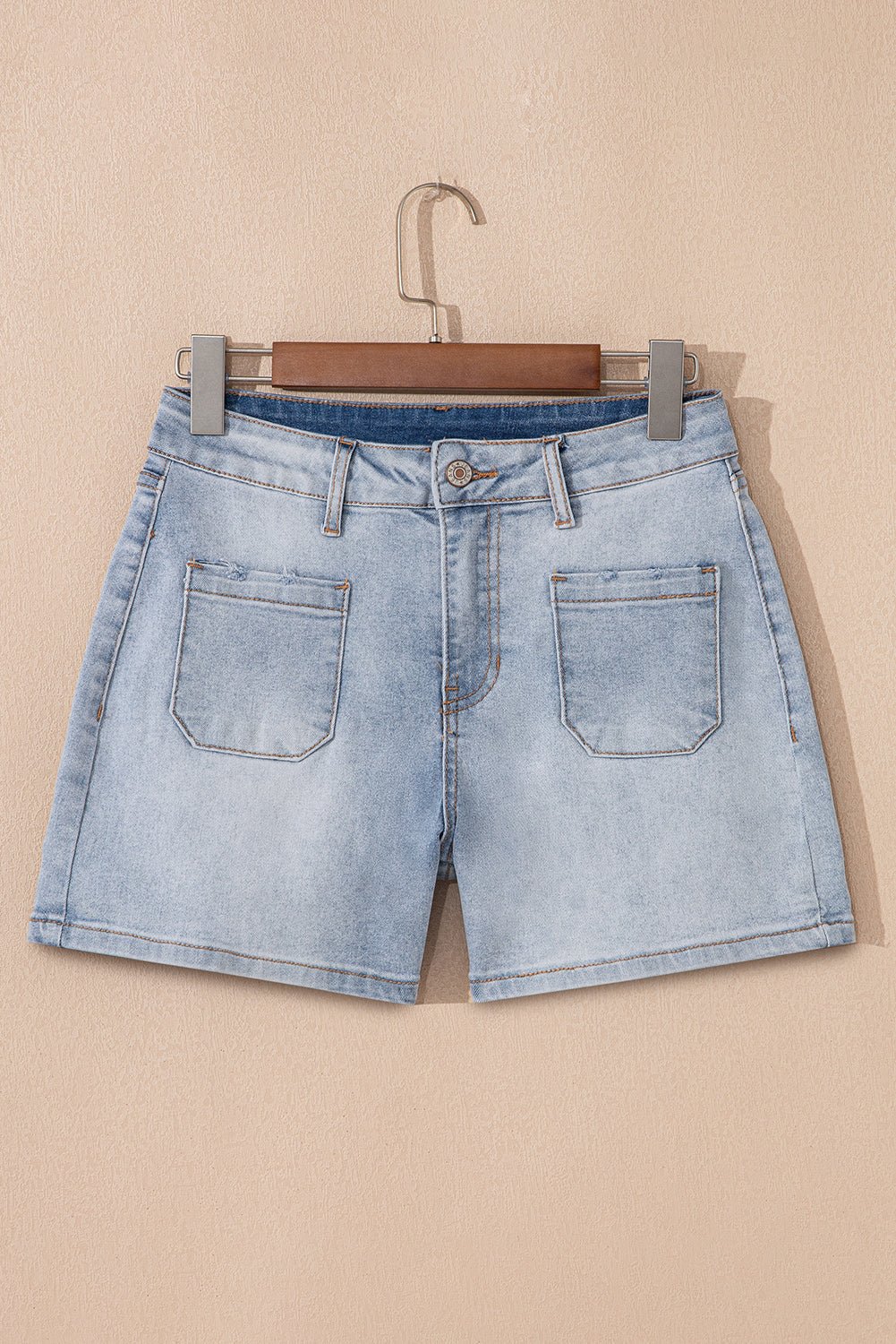 Light Wash Denim High Rise Shorts - Rooted & Reckless Co.