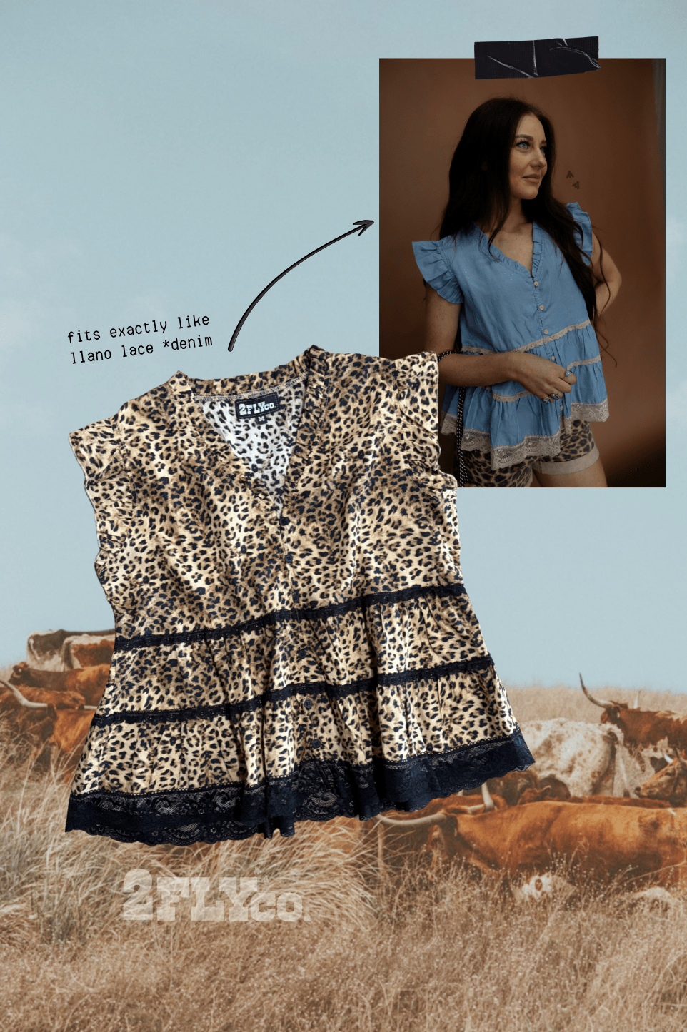 LLANO LACE *LEOPARD TOP - Rooted & Reckless Co.
