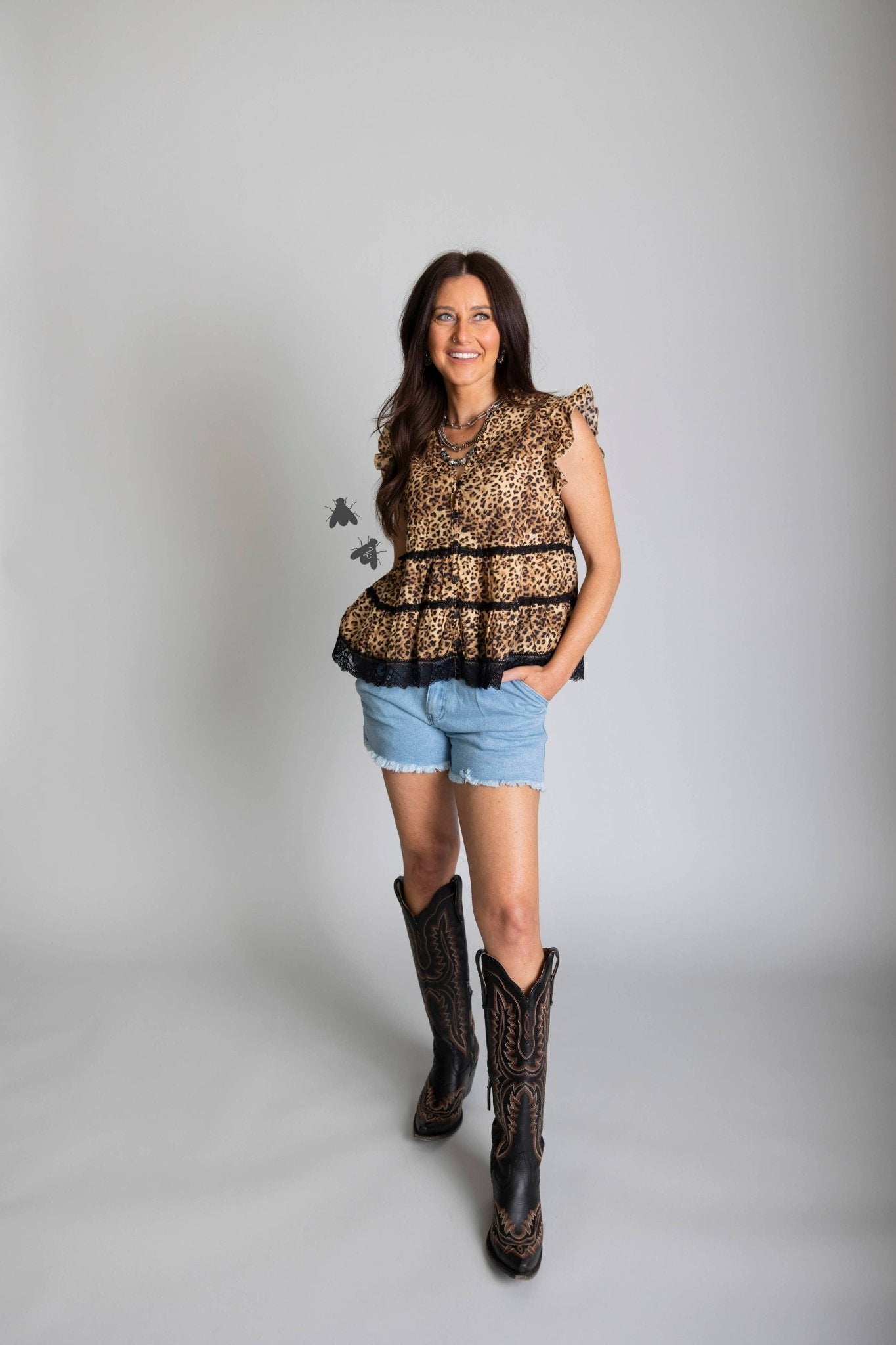 LLANO LACE *LEOPARD TOP - Rooted & Reckless Co.