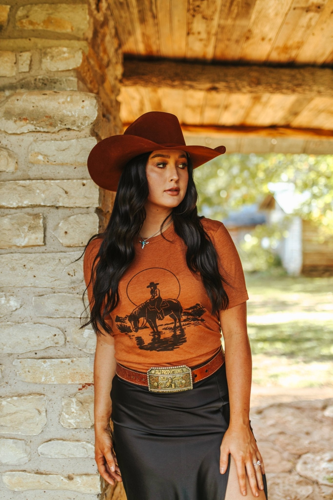 Lone Cowgirl Rider Graphic Tee - Rooted & Reckless Co.