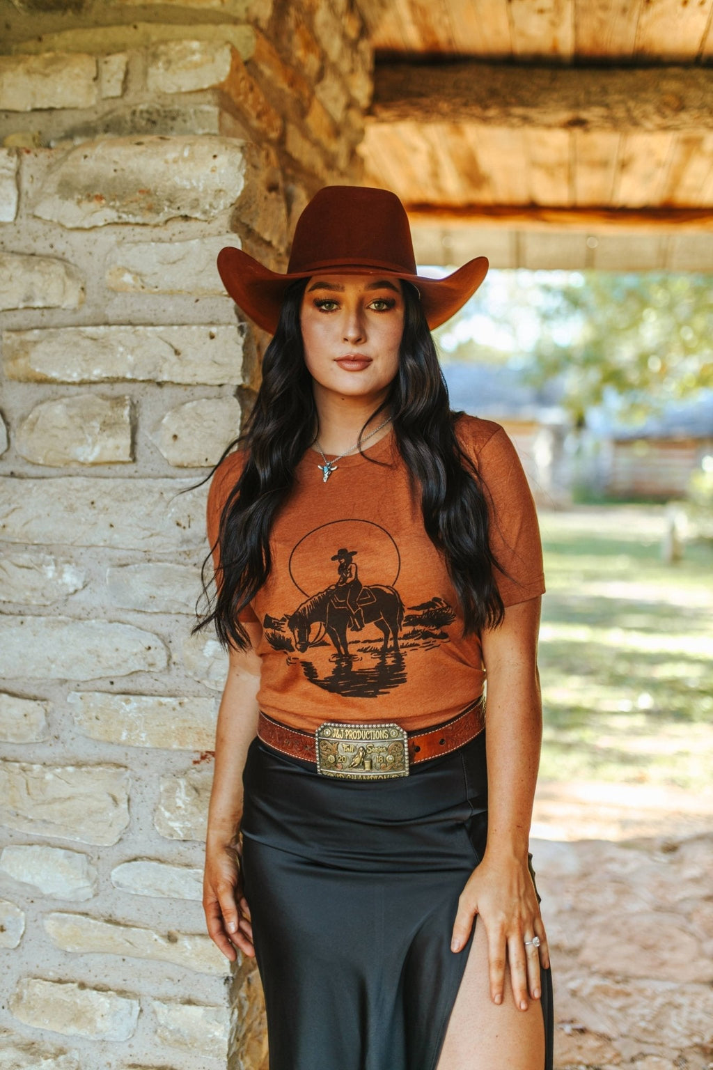 Lone Cowgirl Rider Graphic Tee - Rooted & Reckless Co.