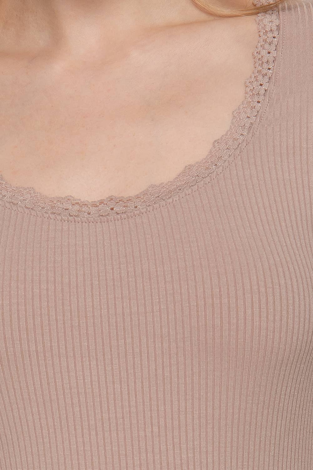Long Sleeve Scoop Neck with Lace Trim Rib Knit Top - Rooted & Reckless Co.