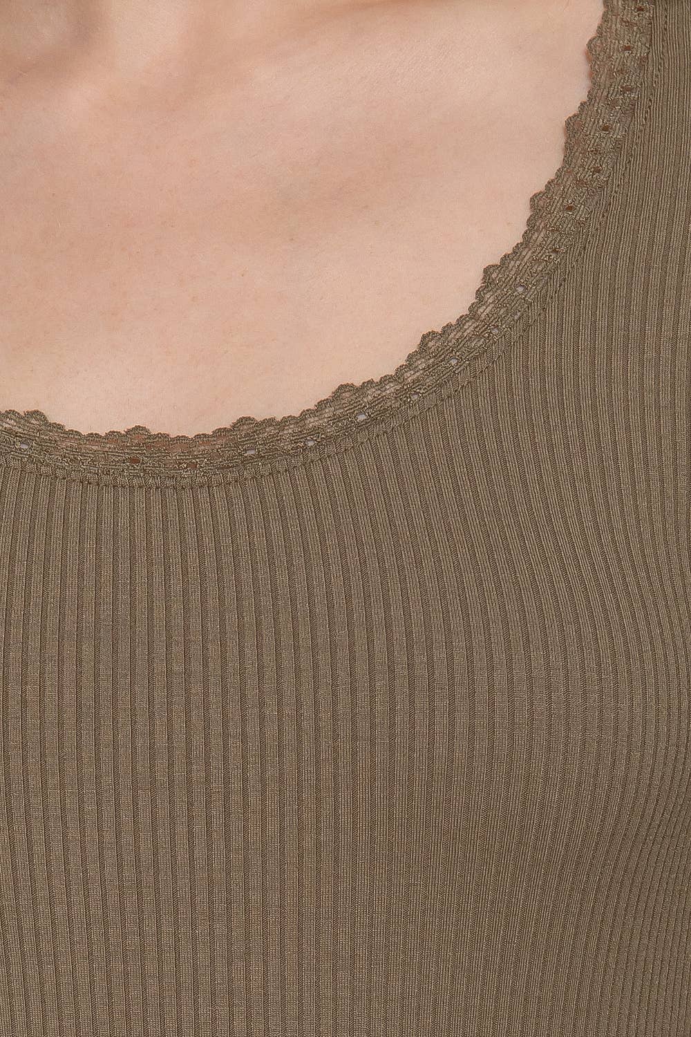Long Sleeve Scoop Neck with Lace Trim Rib Knit Top - Rooted & Reckless Co.