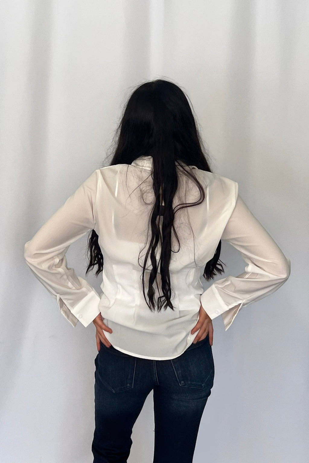 LUCKY & BLESSED "Mercedes" Ivory Western Button-Down Shirt — Tailored Long-Sleeve Cowgirl Staple - Rooted & Reckless Co.