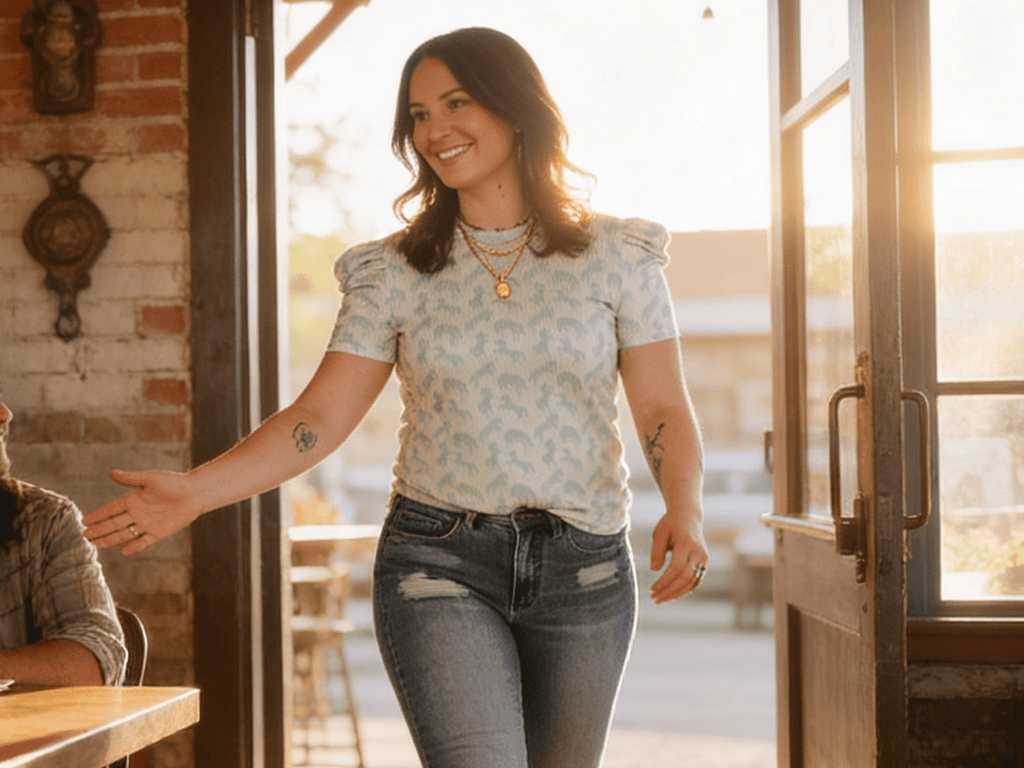LUCKY & BLESSED Mint Horse Print Puff Sleeve Western Ribbed Top — Allover Horse Print Cowgirl Staple - Rooted & Reckless Co.