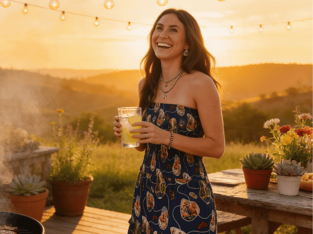 LUCKY & BLESSED Navy Retro Rodeo Print Smocked Strapless Western Midi Dress — Flowy Tiered Skirt with Vintage Rodeo Print - Rooted & Reckless Co.