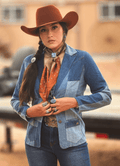 LUCKY & BLESSED "The Outlaw" Multi-Denim Patchwork Western Blazer — Tailored Silhouette with Functional Pockets - Rooted & Reckless Co.