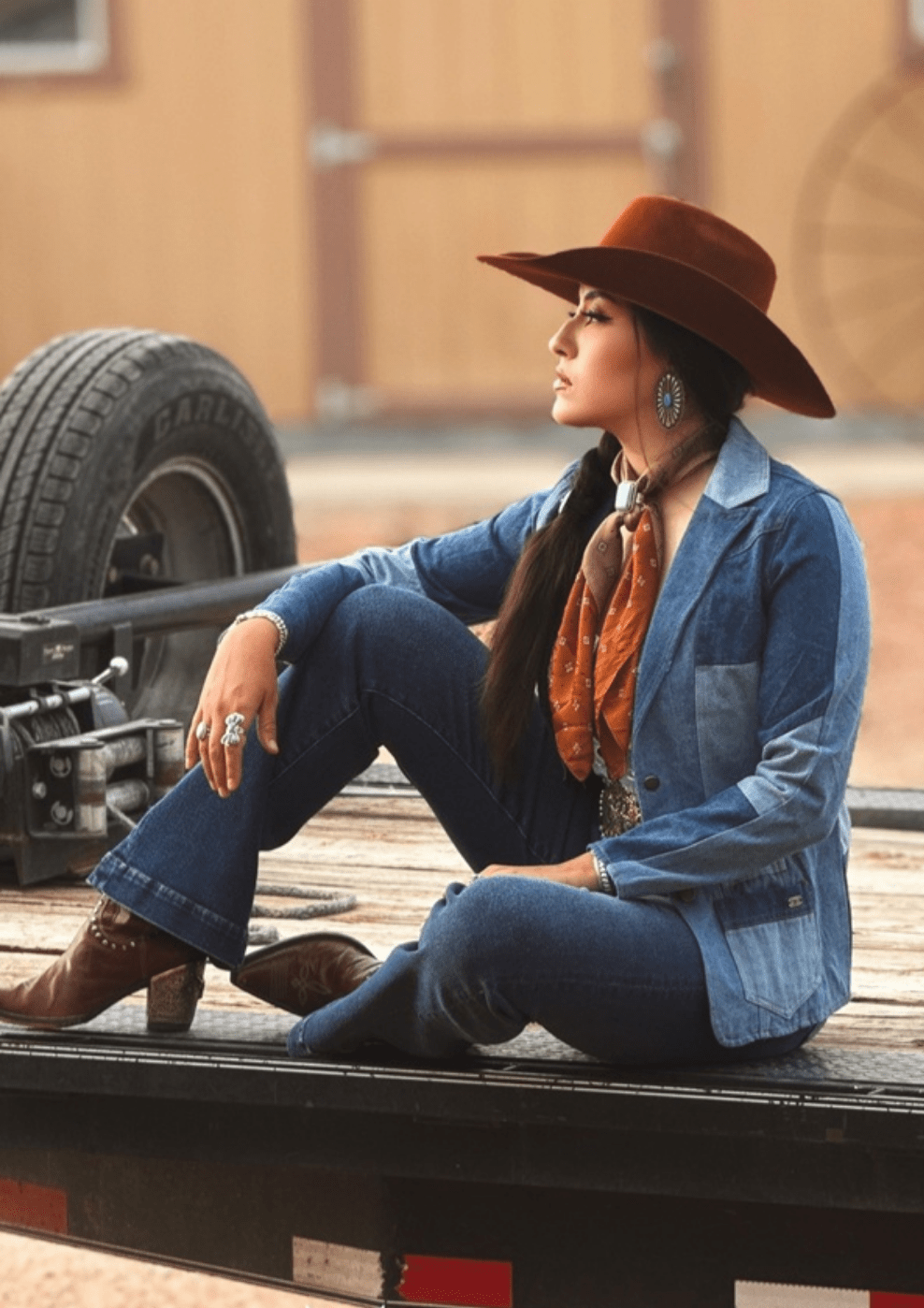 LUCKY & BLESSED "The Outlaw" Multi-Denim Patchwork Western Blazer — Tailored Silhouette with Functional Pockets - Rooted & Reckless Co.