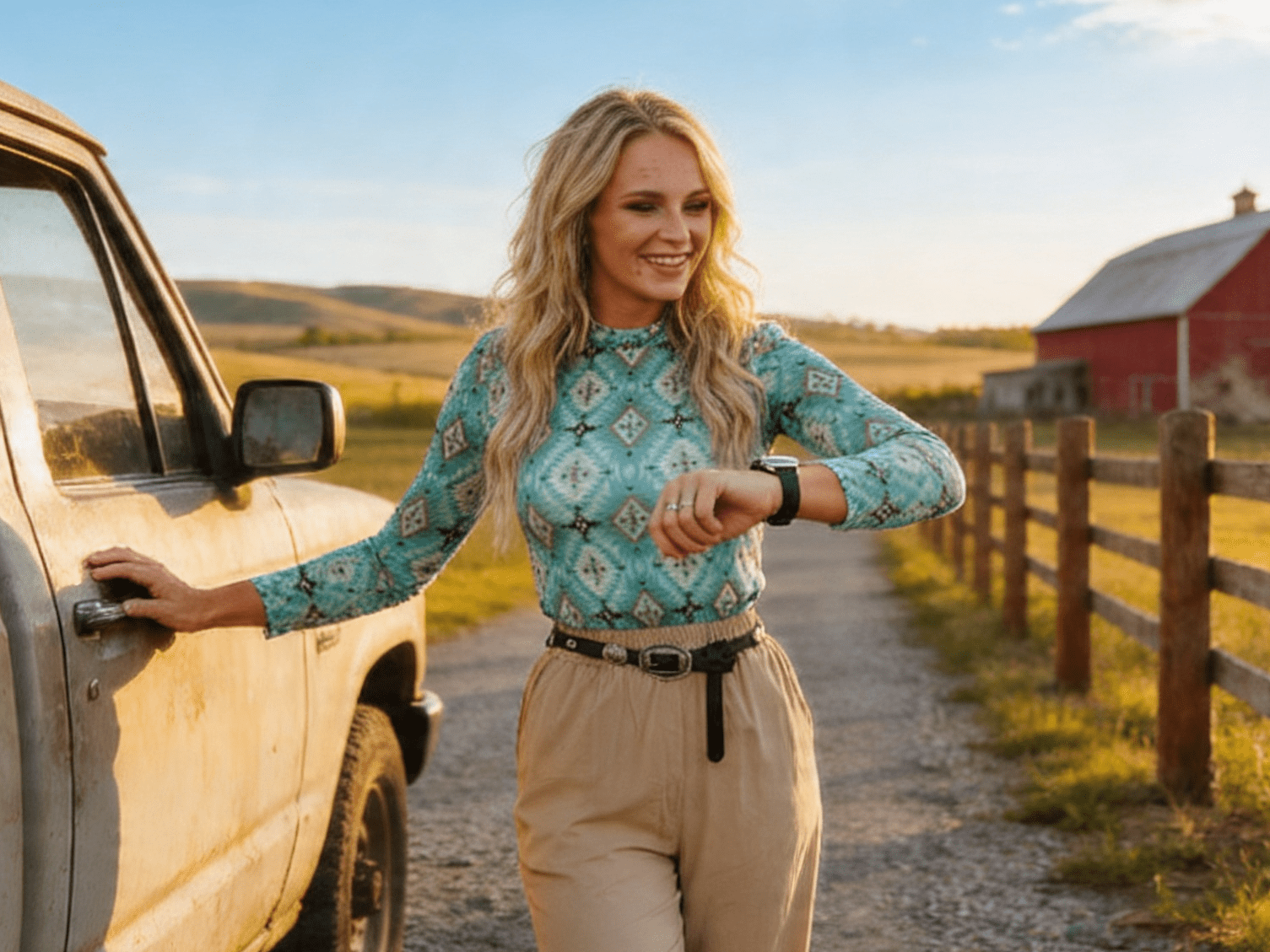 LUCKY & BLESSED Turquoise Aztec Print Long Sleeve Mesh Western Top — Bold Southwestern Geometric Layering Piece - Rooted & Reckless Co.