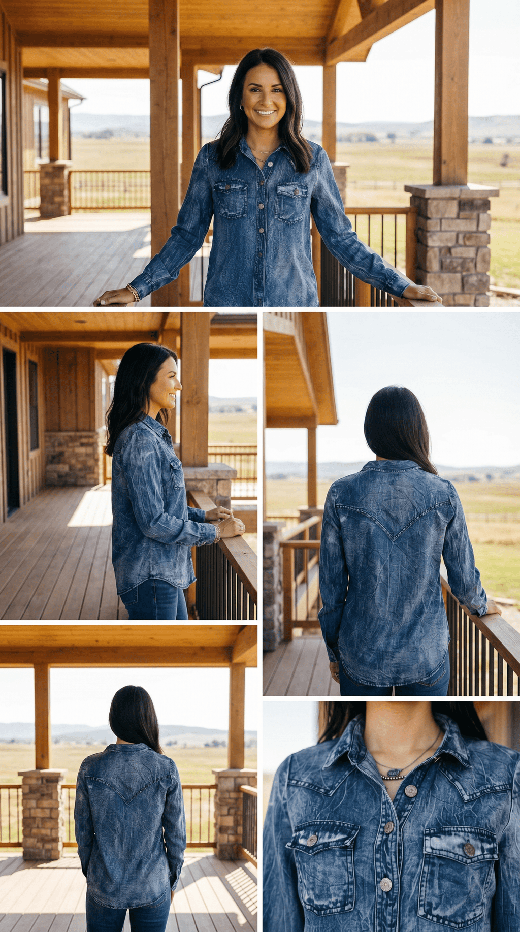 LUCKY & BLESSED Vintage Blue Washed Western Denim Shirt — Concho Button Tencel Cowgirl Statement - Rooted & Reckless Co.